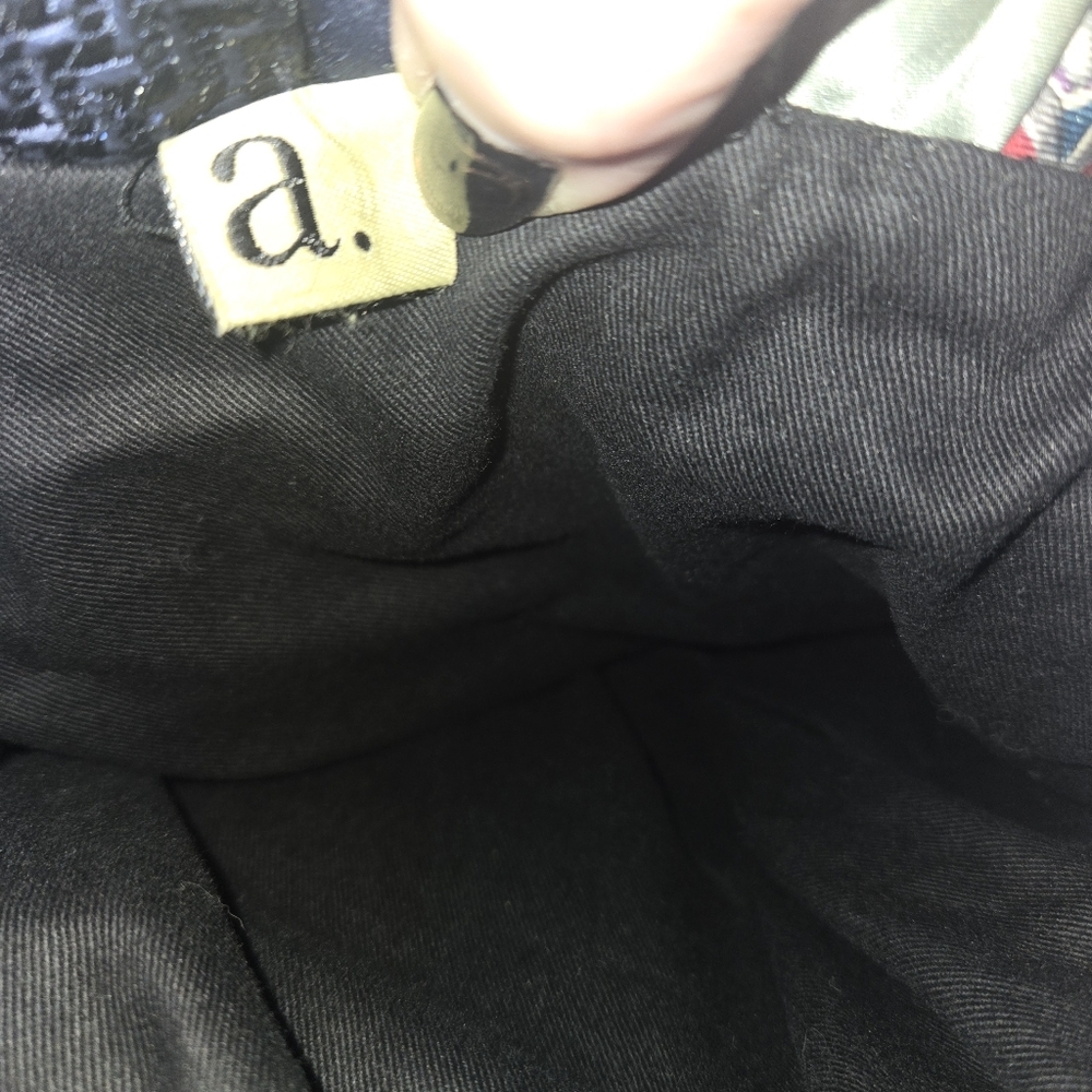 a. Neck Tie Patchwork Upcyled Handbag w/ Bamboo Hoop Handles BOHO BADU FABULOUS - Picture 14 of 15